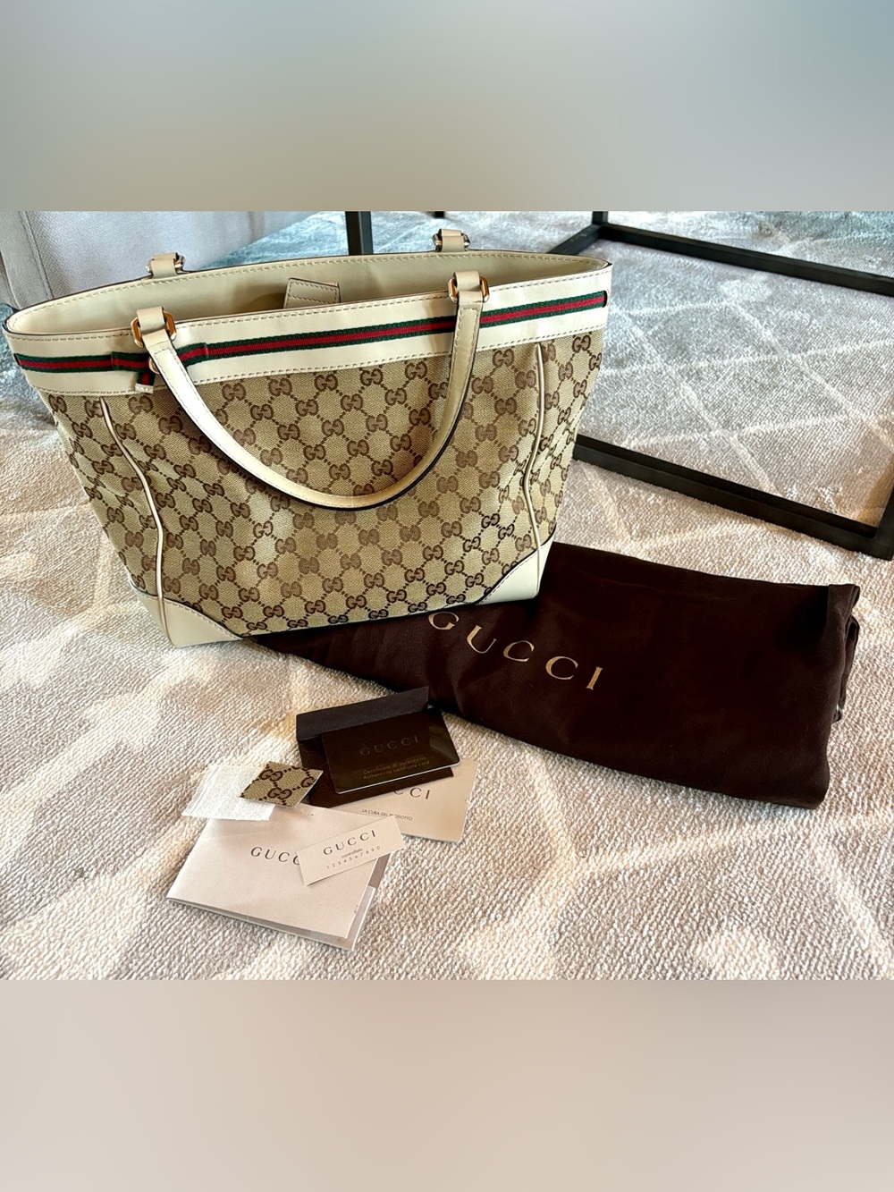 Gucci Mayfair monogram tote bag purse